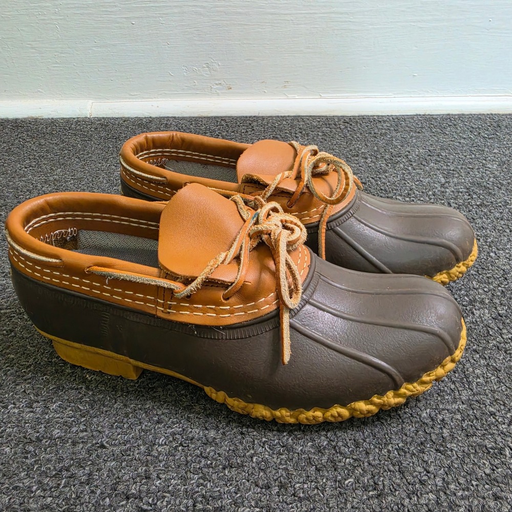 L.L. Bean Rubber Moc Duck Boots Brown Mens 7M Gum Sole Waterproof Moccasins Hunt